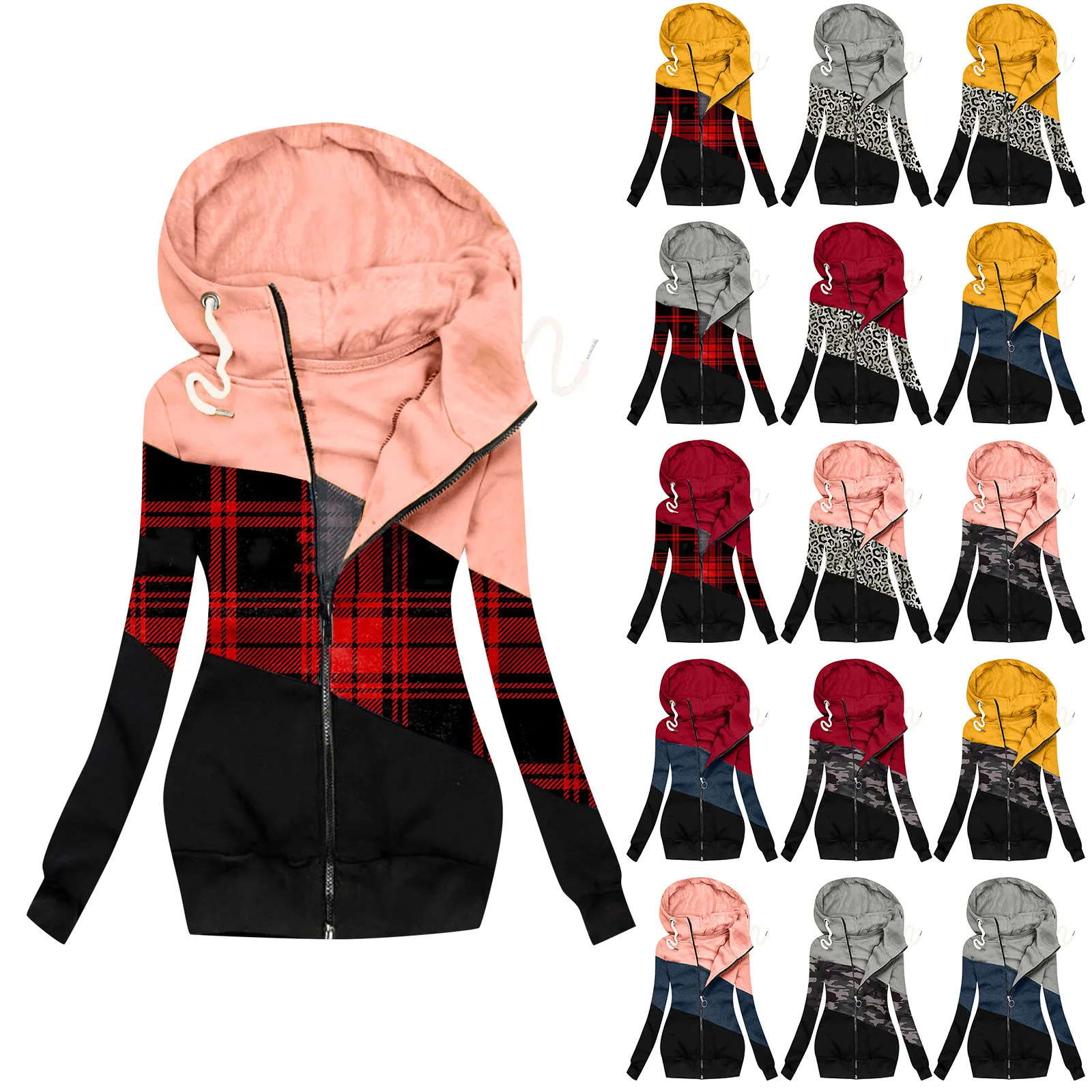 Richkeda Store Zipper Coat Shirts Patchwork Blouse Women Casual Hoodie Color Long Sleeve Drawstring Streetwear Blouses Chemise 
Richkeda Store Zipper Coat Shirts Patchwork Blouse Women Casual Hoodie Color Long Sleeve Drawstring Streetwear Blouses Chemise