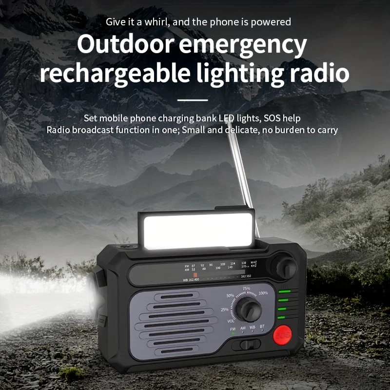 FM87-108MHz,AM520-1710KHz, Emergency Solar Hand Crank Radio, Battery Operated AM/FM/NOAA Weather Portable Survival Radio
FM87-108MHz,AM520-1710KHz, Emergency Solar Hand Crank Radio, Battery Operated AM/FM/NOAA Weather Portable Survival Radio