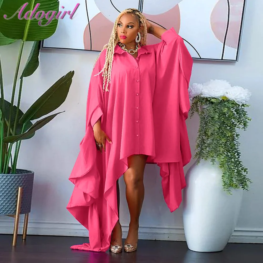 Elegant Batwing Sleeve Long Irregular Shirt Dress Women Autumn Vestidos Solid Single Breasted V Neck Ruffles Party Club Dresses
Elegant Batwing Sleeve Long Irregular Shirt Dress Women Autumn Vestidos Solid Single Breasted V Neck Ruffles Party Club Dresses