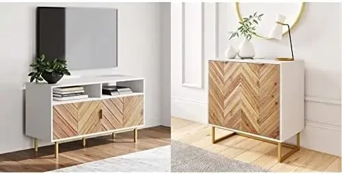 Wood Media Console, TV Stand, Walnut Brown/Black & Kensi Nightstand Side Accent or End Table with Storage, Walnut/Black Tea tabl
Wood Media Console, TV Stand, Walnut Brown/Black & Kensi Nightstand Side Accent or End Table with Storage, Walnut/Black Tea tabl