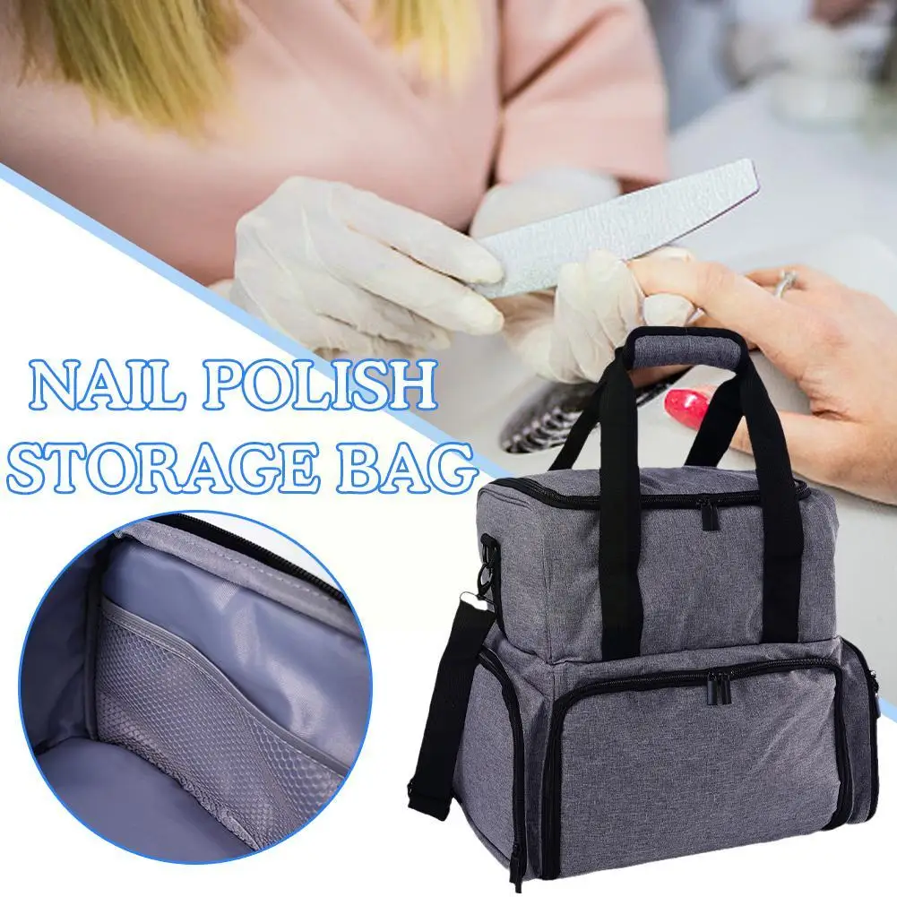 

Nail Polish Storage Bag Double Layer Cosmetic Storage Bottles Portable Nail Box Travel Bag Holds Makeup 80 Carry Organizer P9n5