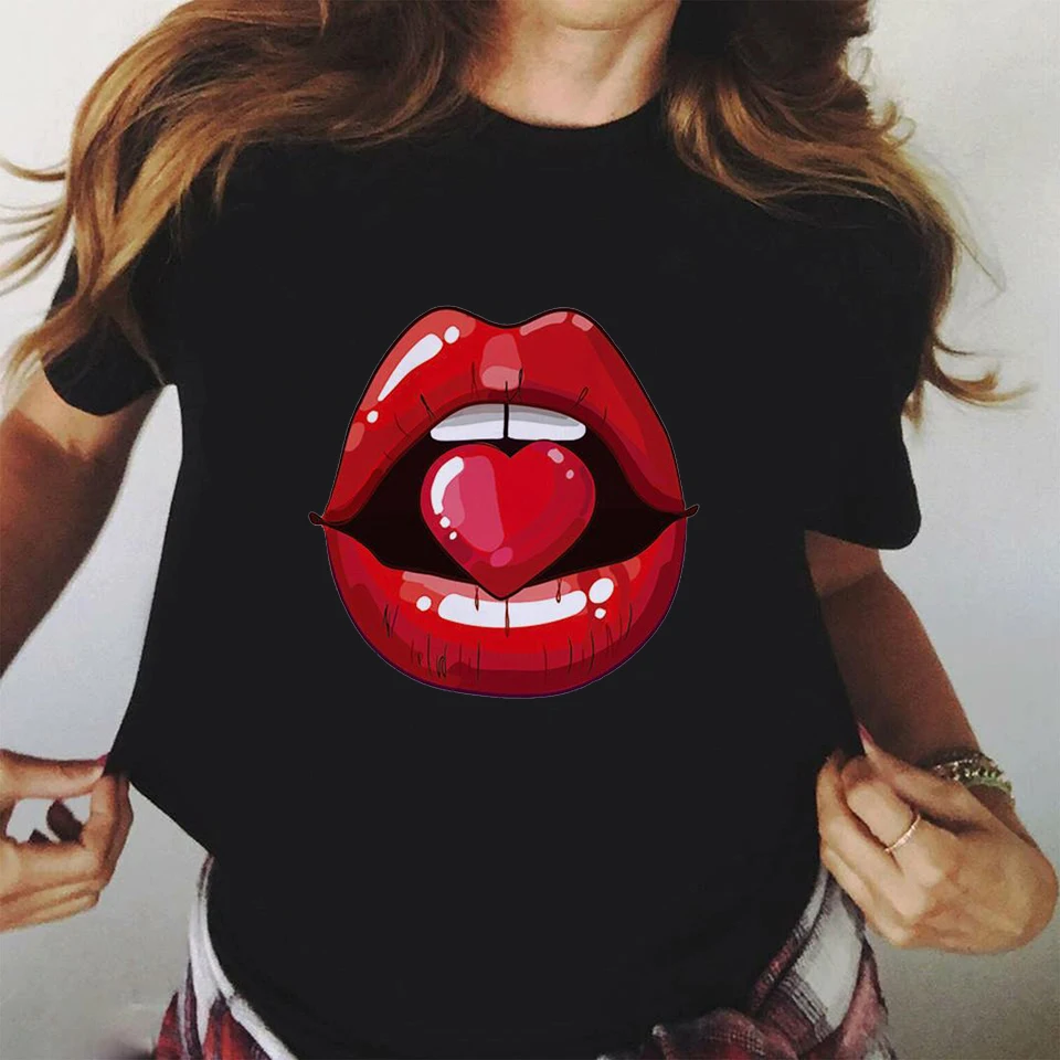 New Summer female Tops Tees Red Mouth Lip Kiss Women Black Tshirt Funny Rainbow Graphic Tee Shirt Femme Harajuku woman T Shirt
New Summer female Tops Tees Red Mouth Lip Kiss Women Black Tshirt Funny Rainbow Graphic Tee Shirt Femme Harajuku woman T Shirt