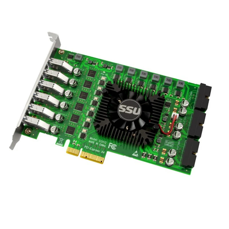 SSU PCI Express PCI-E To USB 3.0 Expansion Card Raiser 12 Ports USB 3.0 Controller Independent 6 Channel For Camera Server
SSU PCI Express PCI-E To USB 3.0 Expansion Card Raiser 12 Ports USB 3.0 Controller Independent 6 Channel For Camera Server