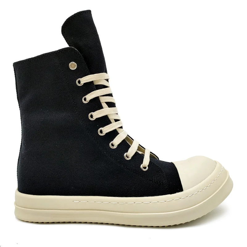 

Rick Black Thick Bottom Increase Owens Mens Canvas Shoes Casual Short Boots Female Board Shoes Retro Dissol shoe