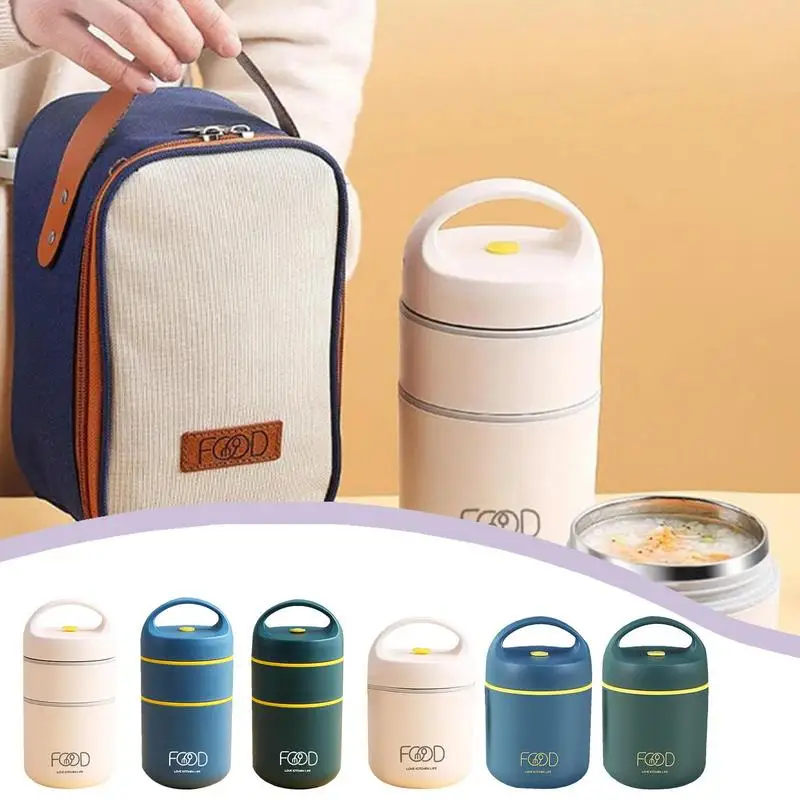 2-Tier Double Wall Vacuum Insulated Food Jar Thermos Reusable Stainless Steel Leak Proof Lunch Storage For Soup Smoothie Bowl
2-Tier Double Wall Vacuum Insulated Food Jar Thermos Reusable Stainless Steel Leak Proof Lunch Storage For Soup Smoothie Bowl