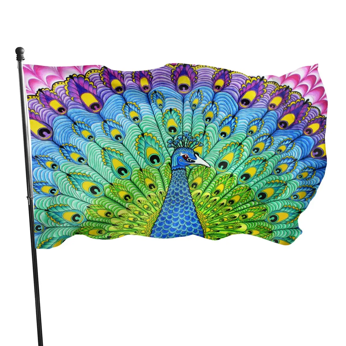 90x150cmColorful Peacock Decorative Flag Digital Printing Polyester Flags And Banners 
90x150cmColorful Peacock Decorative Flag Digital Printing Polyester Flags And Banners