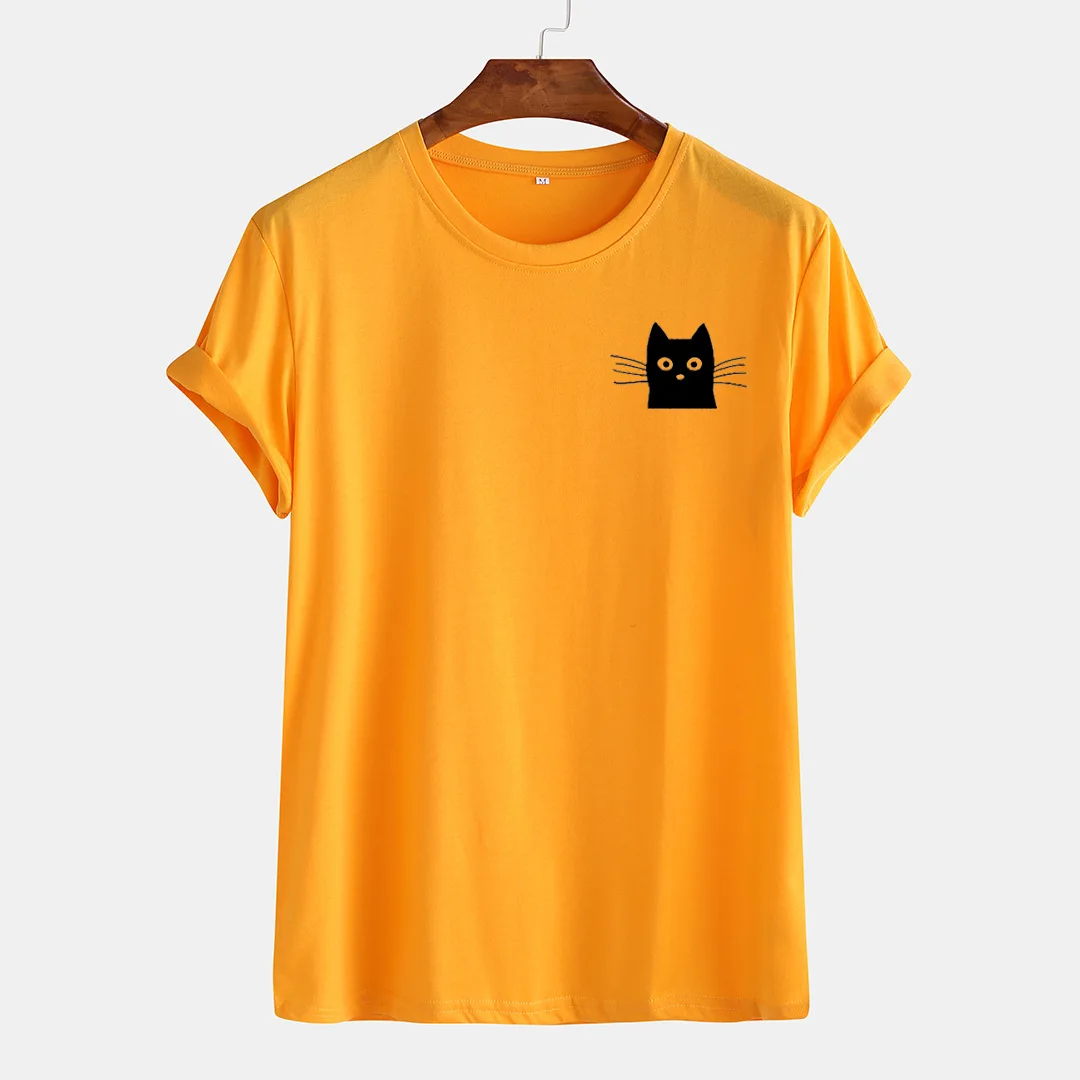 Men's Oversized Simple Solid Color Kitten Print Cotton T-Shirt Summer Teen Round Neck Loose Casual Short Sleeve Top Hot Sale
Men's Oversized Simple Solid Color Kitten Print Cotton T-Shirt Summer Teen Round Neck Loose Casual Short Sleeve Top Hot Sale