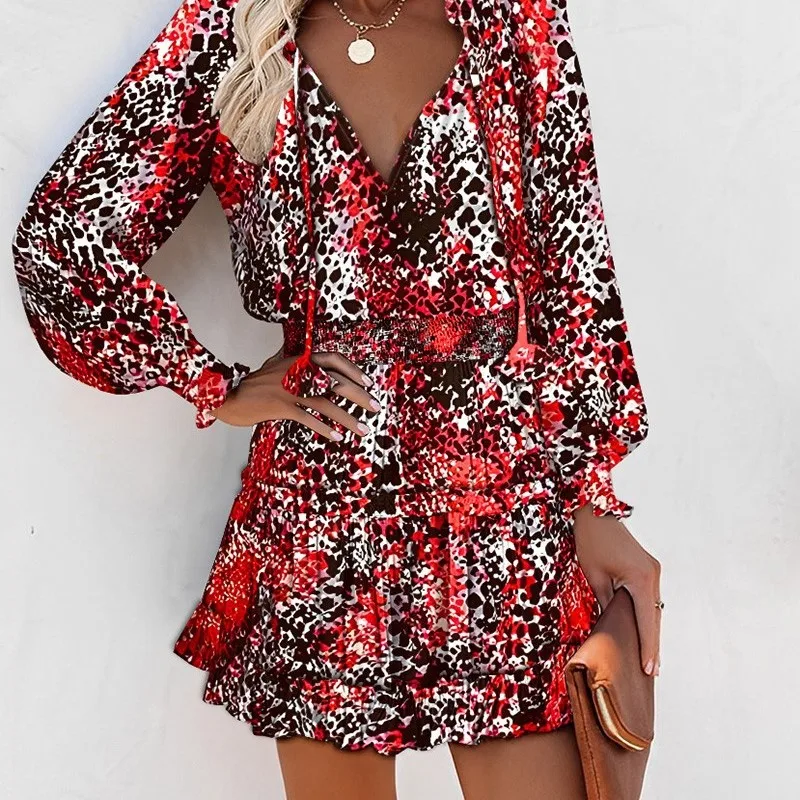 Spring/Summer Long Sleeve V-Neck Fashion Print Waist Wrapped Mini Dress For Women Vestiti Donna Vestidos De Mujer Casual Verano
Spring/Summer Long Sleeve V-Neck Fashion Print Waist Wrapped Mini Dress For Women Vestiti Donna Vestidos De Mujer Casual Verano