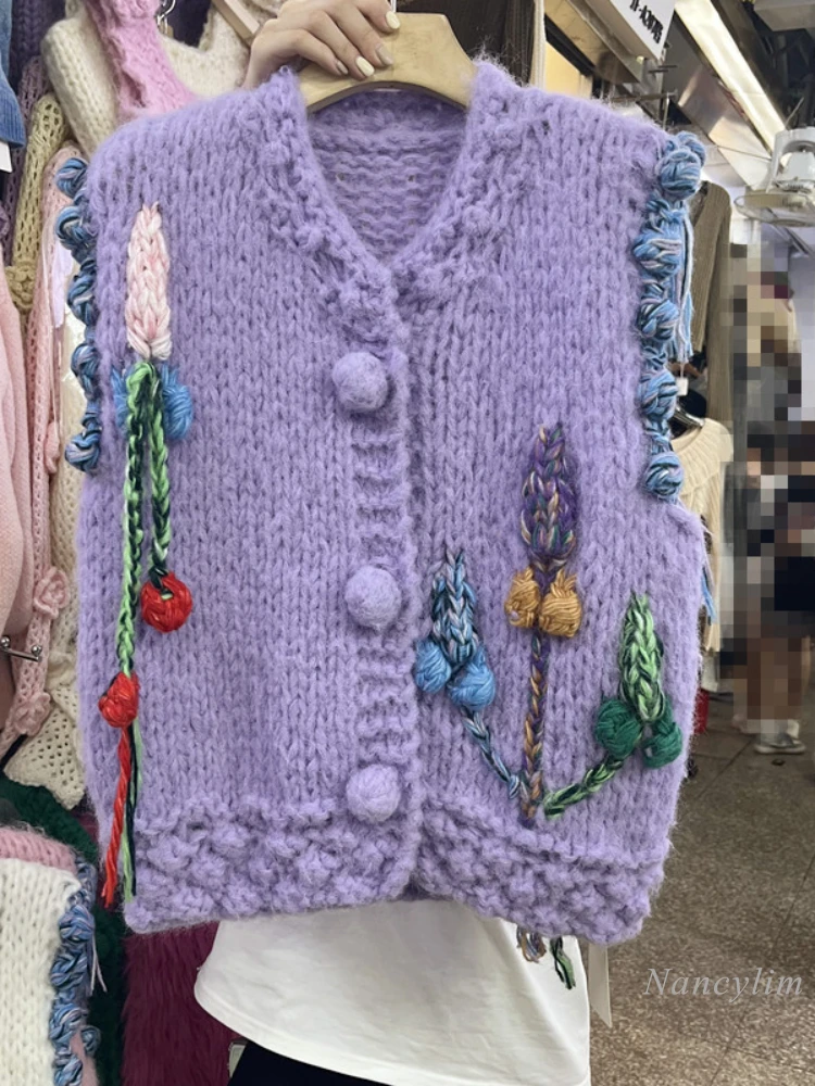 Heavy Thick Thread Handmade Crocheted Flower Knitted Vest Women's Retro Contrast Color Sweater Vest Cute Youth-Looking Cardigan
Heavy Thick Thread Handmade Crocheted Flower Knitted Vest Women's Retro Contrast Color Sweater Vest Cute Youth-Looking Cardigan
