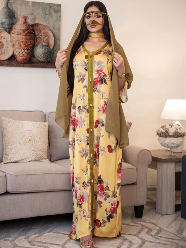 Floral Print Jalabiya Kaftan Muslim Woman Abaya Dubai Saudi Long Arabic Dress Islamic Clothing Evening Party Moroccan Caftan
Floral Print Jalabiya Kaftan Muslim Woman Abaya Dubai Saudi Long Arabic Dress Islamic Clothing Evening Party Moroccan Caftan