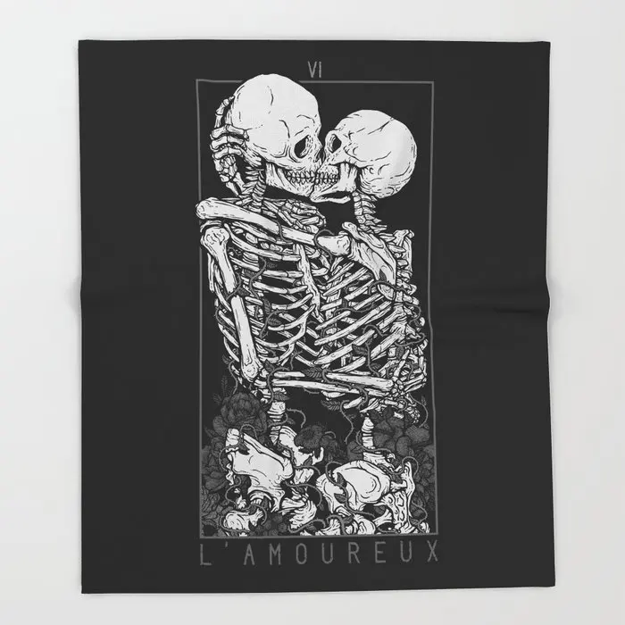 The Lovers Skull Kissing Lover Black And White Tarot Skeleton Flower Flannel Blanket Fleece Throw Blankets for Beds Travel Home
The Lovers Skull Kissing Lover Black And White Tarot Skeleton Flower Flannel Blanket Fleece Throw Blankets for Beds Travel Home