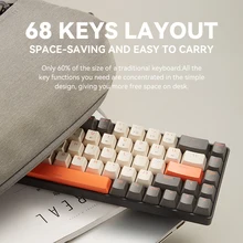K68Pro Keyboard Wireless 2.4G/BT5.0 Mini Gaming Keyboard Mechanical Keyboard Hot Swap 68 Keys Wireless Keyboard for PC Laptop