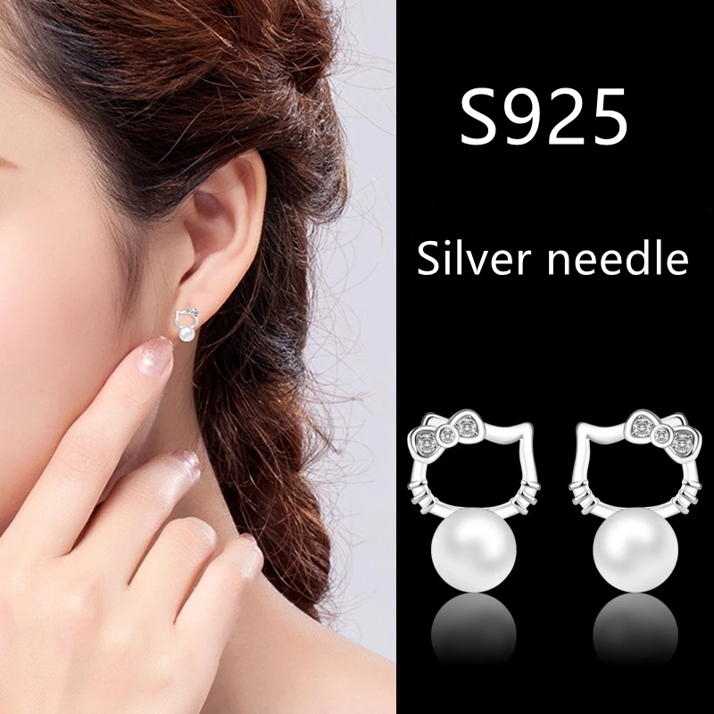 2023 Sanrio Kawaii Hello Kitty Women Earrings Pearl 925 Silver Needle Super Flash Kitten Earrings Girls\' Jewelry Decoration
2023 Sanrio Kawaii Hello Kitty Women Earrings Pearl 925 Silver Needle Super Flash Kitten Earrings Girls\' Jewelry Decoration