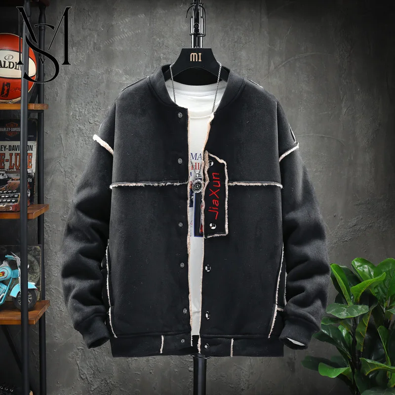 New men's baseball collar jacket foreign trade oversized loose fur integrated casual plush jacket JK1059
New men's baseball collar jacket foreign trade oversized loose fur integrated casual plush jacket JK1059