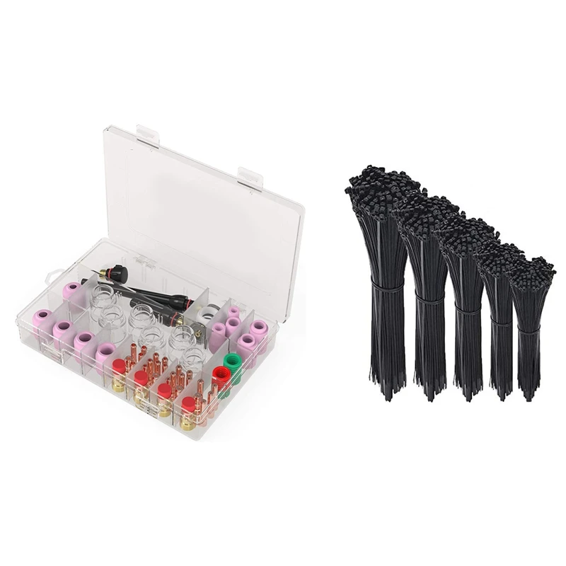 500PCS Cable Ties Black Heavy Duty Zip Ties With 71PCS TIG Torch Stubborn Gas Lens 12 Pyrex Glass Set
500PCS Cable Ties Black Heavy Duty Zip Ties With 71PCS TIG Torch Stubborn Gas Lens 12 Pyrex Glass Set