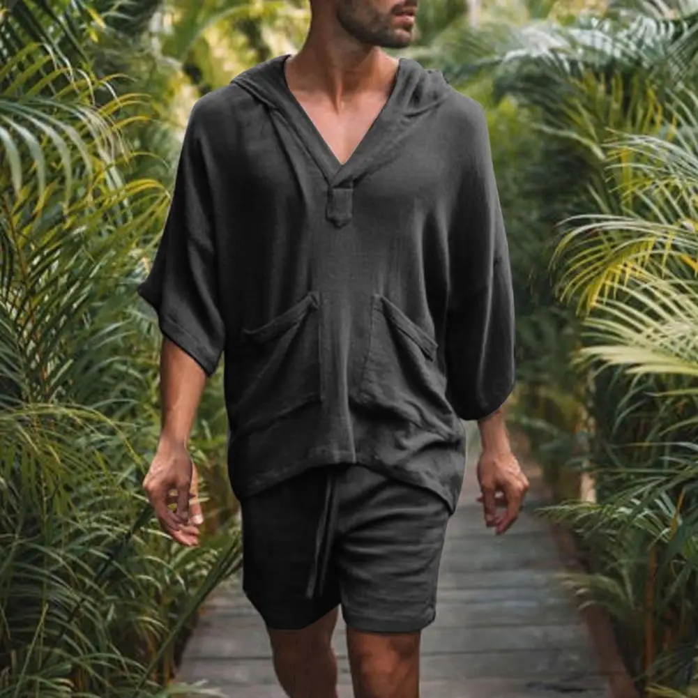 1 Set Popular Men Top Shorts 3/4 Sleeve Temperament Hoodie Shorts Pure Color Simple Top Shorts
1 Set Popular Men Top Shorts 3/4 Sleeve Temperament Hoodie Shorts Pure Color Simple Top Shorts