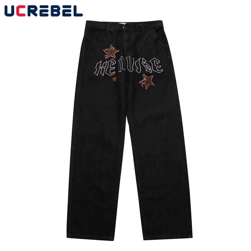 Letter Embroidery Denim Pants Mens Patch Baggy Jeans Streetwear Five-pointed Star Casual Straight-leg Pants Men
Letter Embroidery Denim Pants Mens Patch Baggy Jeans Streetwear Five-pointed Star Casual Straight-leg Pants Men