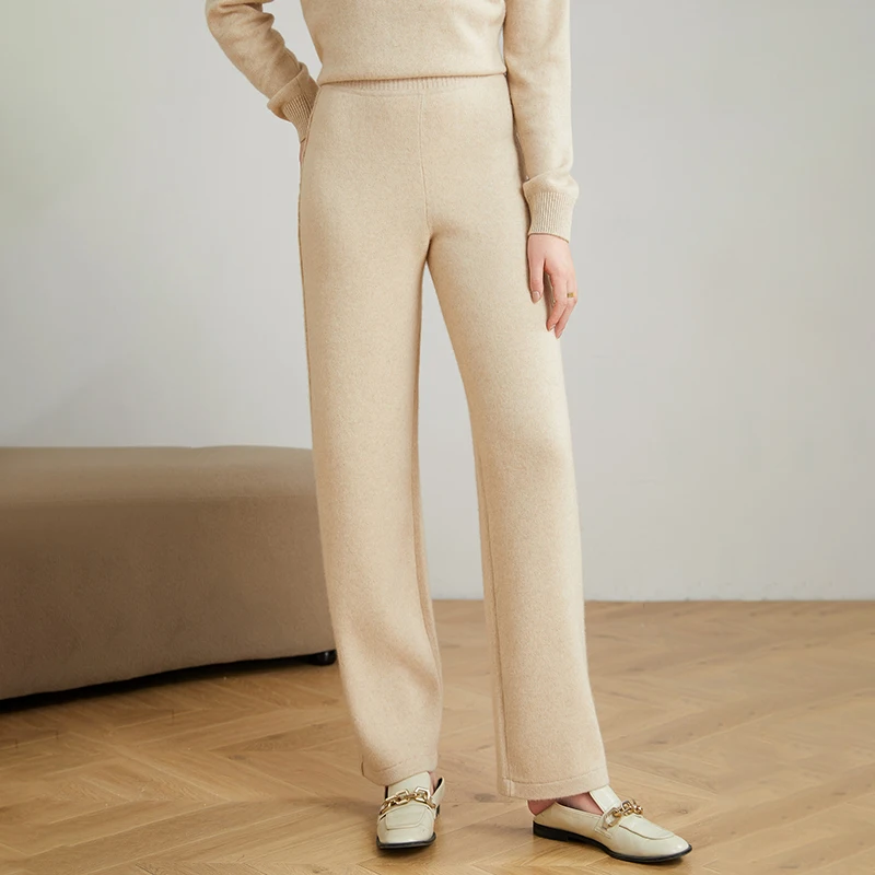 RONGYI 100% Cashmere New Autumn Winter Women Pants Soft Comfortable High-Waist Knitted Female Cashmere Thicken Wide Leg Pant 
RONGYI 100% Cashmere New Autumn Winter Women Pants Soft Comfortable High-Waist Knitted Female Cashmere Thicken Wide Leg Pant