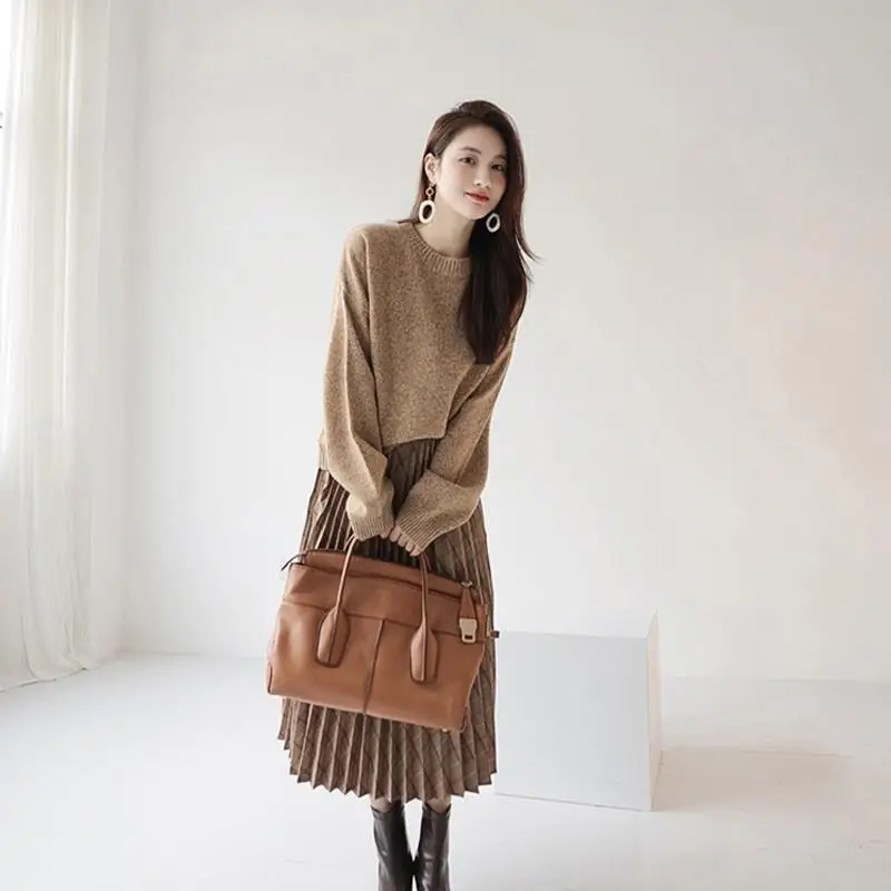 Vintage Outfits Women's 2023 Spring Autumn New Elegant Long Sleeve Pullover Knitted Sweater High Waist Half Skirt Two Piece Set
Vintage Outfits Women's 2023 Spring Autumn New Elegant Long Sleeve Pullover Knitted Sweater High Waist Half Skirt Two Piece Set