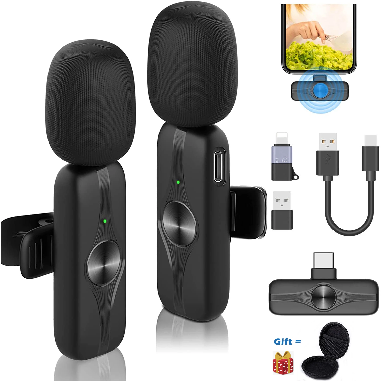 Wireless Lavalier Microphone for iPhone/Android iPad/Laptop,Noise Reduction,Plug-Play for Recording TikTok YouTube Live Stream
Wireless Lavalier Microphone for iPhone/Android iPad/Laptop,Noise Reduction,Plug-Play for Recording TikTok YouTube Live Stream