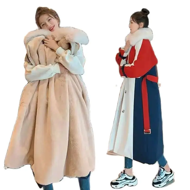 Parka Contrast stitch Jacket Women's Autumn/Winter 2022 New Korean Over-The-Knee Velvet Thick Windbreaker Jacket With Belt
Parka Contrast stitch Jacket Women's Autumn/Winter 2022 New Korean Over-The-Knee Velvet Thick Windbreaker Jacket With Belt