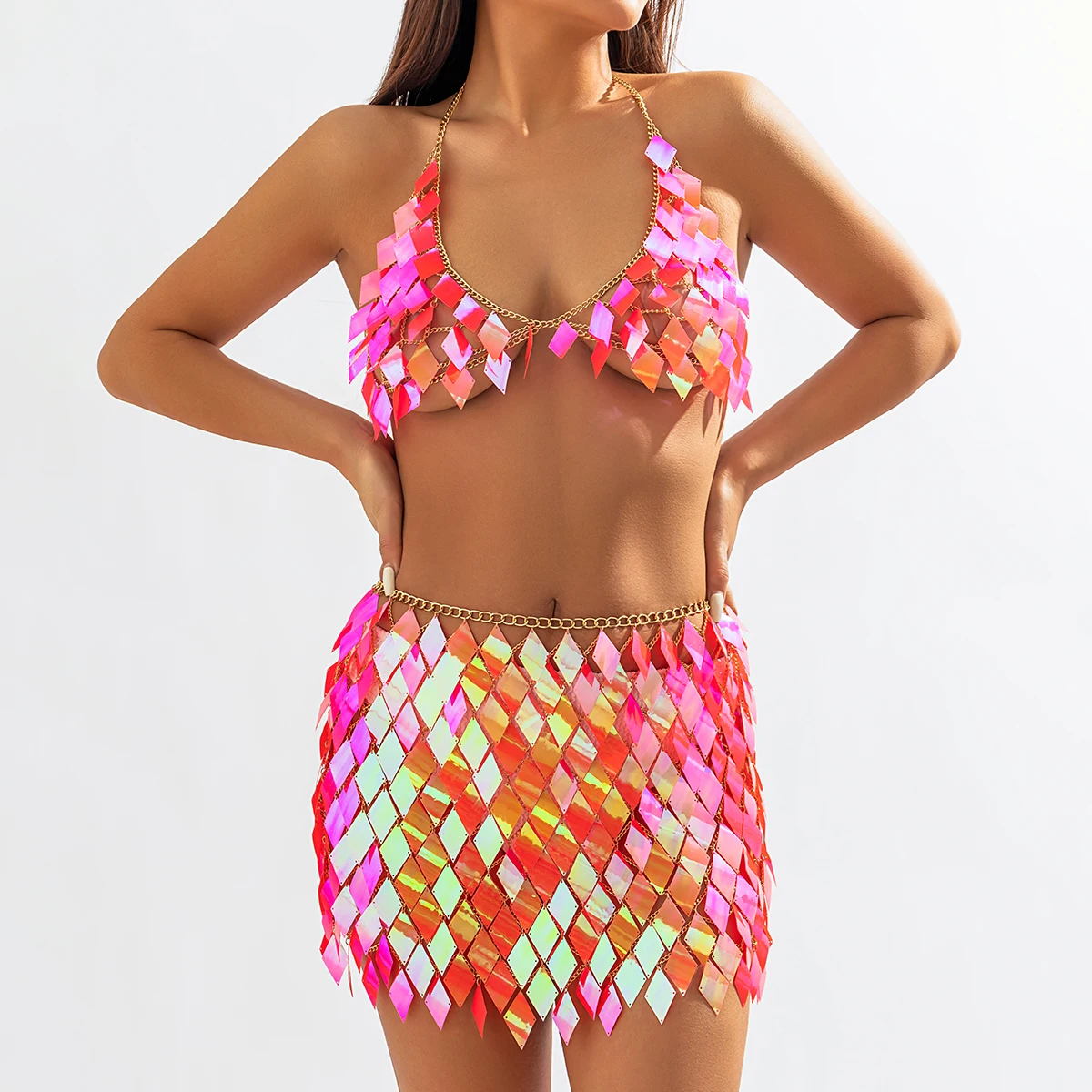 IngeSight.Z Sexy Orange Rhombus Sequins Bra Top Waist Belly Tassel Chain Skirt for Women Summer Bikini Body Jewelry Rave Party
IngeSight.Z Sexy Orange Rhombus Sequins Bra Top Waist Belly Tassel Chain Skirt for Women Summer Bikini Body Jewelry Rave Party