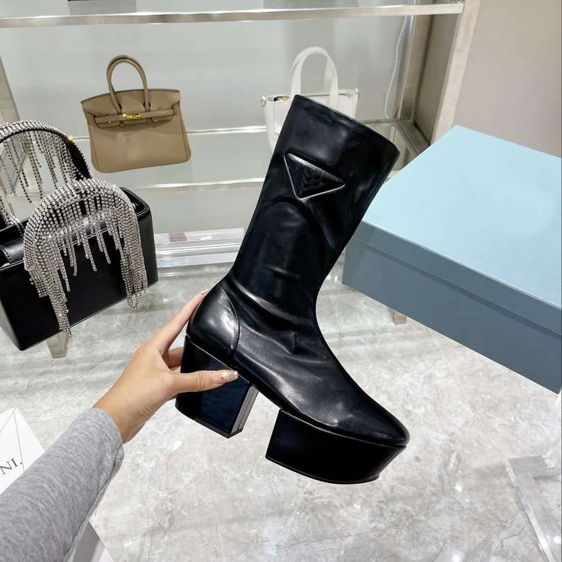 Chunky Platform High Block Heels Mid-calf Boots Side Zipper Square Head Designer‘s Shoes Sleek Leather Punk Party Footwear
Chunky Platform High Block Heels Mid-calf Boots Side Zipper Square Head Designer‘s Shoes Sleek Leather Punk Party Footwear