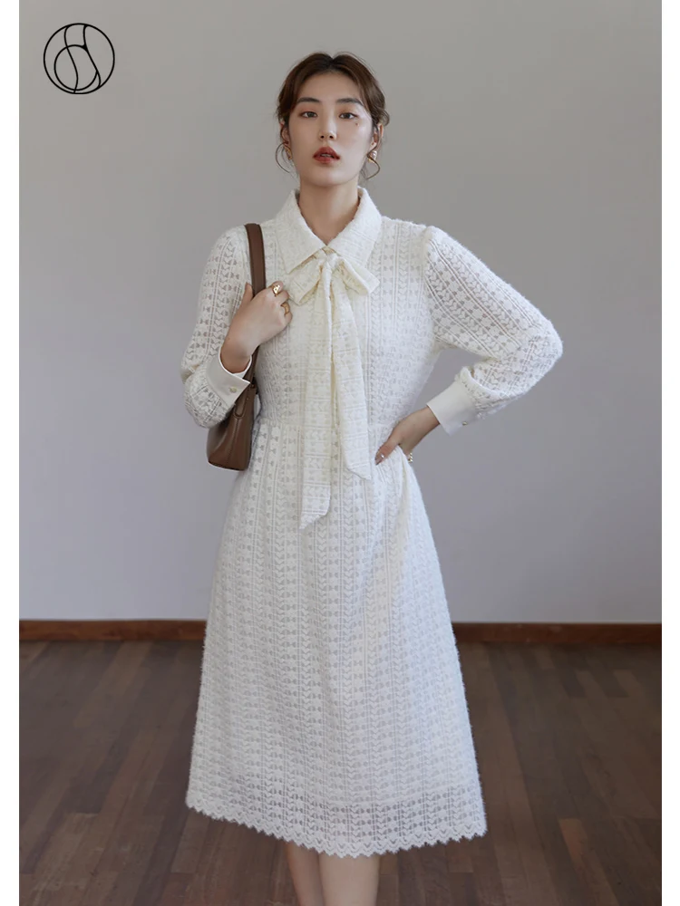 DUSHU Women's White French Temperament Gentle Style Dress Textured Fabric Detachable Bow Tie Design Long Waist A-line Skirts
DUSHU Women's White French Temperament Gentle Style Dress Textured Fabric Detachable Bow Tie Design Long Waist A-line Skirts