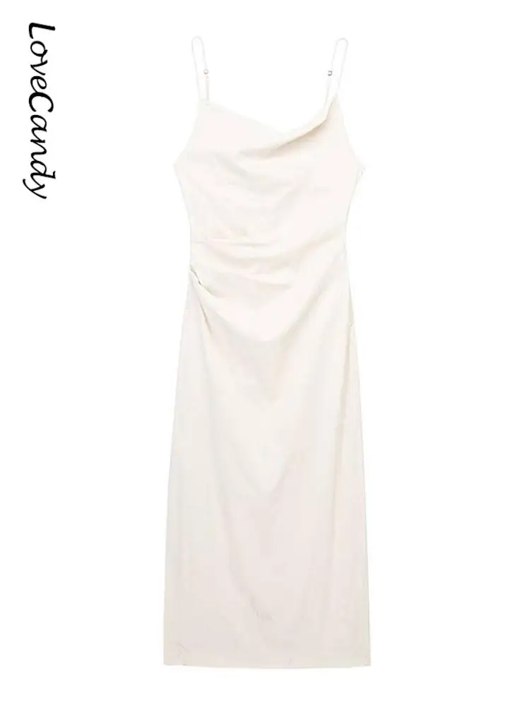 2023 Summer Chic Solid Pleated Braces Split Dress Sexy Backless Sleeveless Thin Frock Fashion Elegant Evening Party Vestidos
2023 Summer Chic Solid Pleated Braces Split Dress Sexy Backless Sleeveless Thin Frock Fashion Elegant Evening Party Vestidos