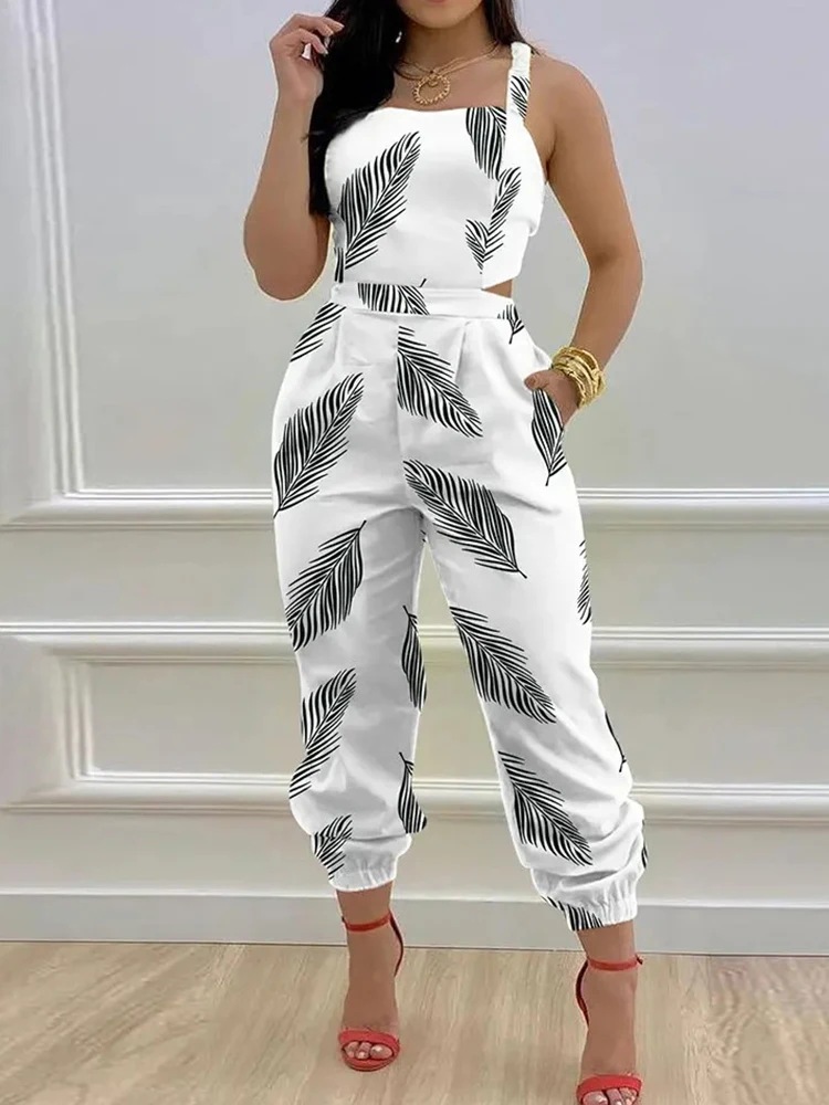 2022 Summer Strap Solid Print Elegant Rompers Overalls Women Sleeveless Back Hollow Lace Up Party Jumpsuit New Ladies Streetwear
2022 Summer Strap Solid Print Elegant Rompers Overalls Women Sleeveless Back Hollow Lace Up Party Jumpsuit New Ladies Streetwear