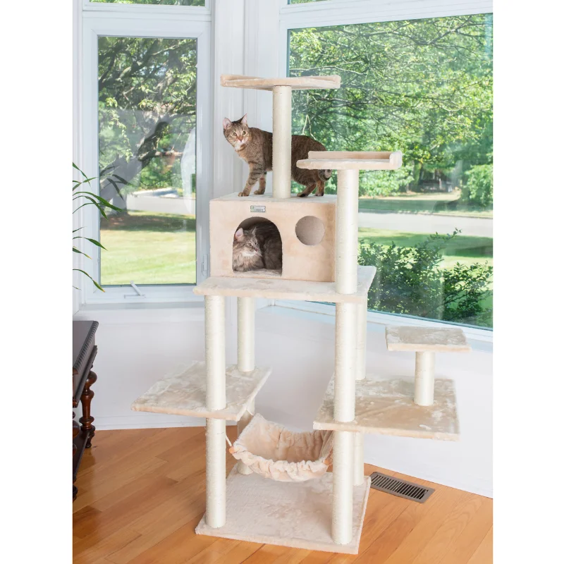 

Armarkat 68-in real wood Cat Tree & Condo Scratching Post Tower, Beige cat toys cat tree house cat tree tower
