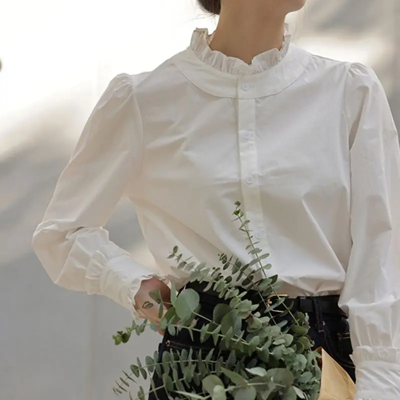 Vintage French Ruffled Collar Chiffon Shirt Woman Clothing 2023 Spring New Elegant Princess Sleeve Button Blouse Female A181
Vintage French Ruffled Collar Chiffon Shirt Woman Clothing 2023 Spring New Elegant Princess Sleeve Button Blouse Female A181