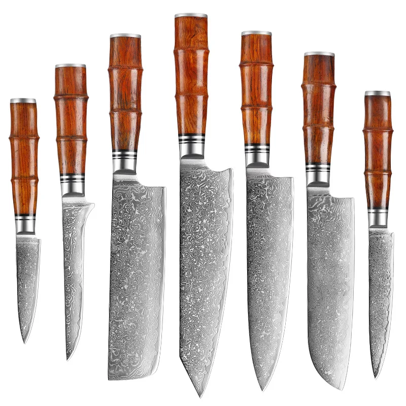 

Kitchen Knives Set 67 Layers Damascus Steel Chef Knife Set Santoku Nakiri Cleaver VG10 Utility Boning Chef Knife