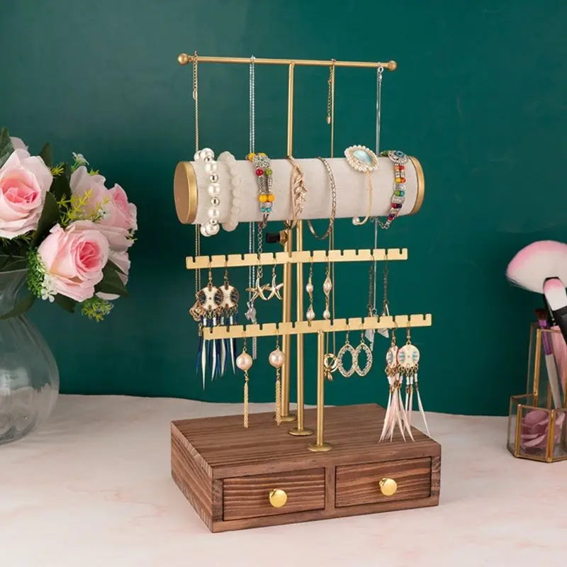 T-Shape Jewelry Organizer Shelf Metal Earring Storage Rack DIY Jewelry Organizer Holder Pendants Necklace Display Stand
T-Shape Jewelry Organizer Shelf Metal Earring Storage Rack DIY Jewelry Organizer Holder Pendants Necklace Display Stand