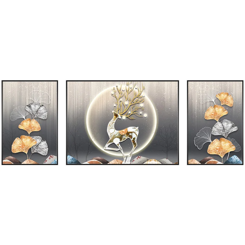 Fulu full circle modern simple living room decorative painting light luxury sofa background wall hanging painting triptych elk m
Fulu full circle modern simple living room decorative painting light luxury sofa background wall hanging painting triptych elk m