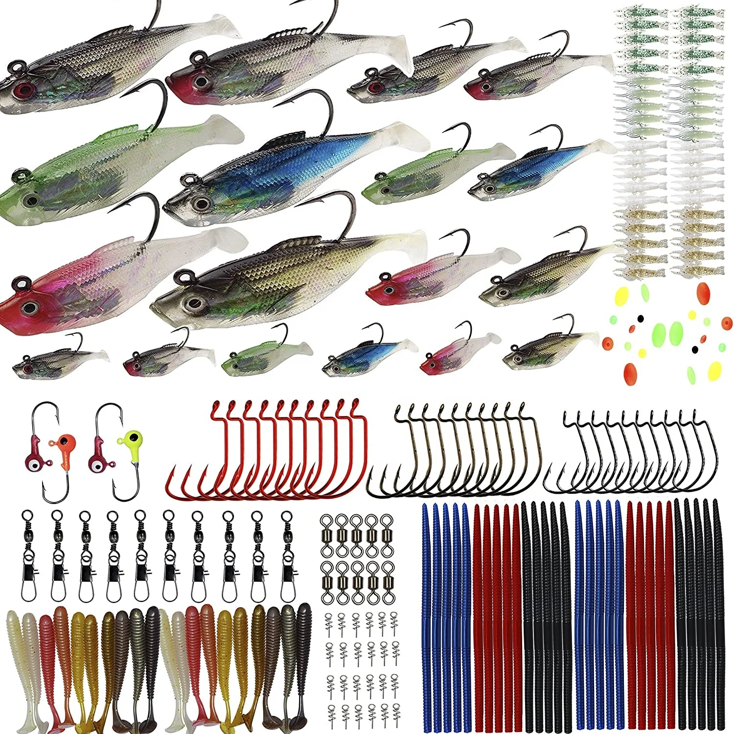 206pcs Bass Fishing Lure Set Includes Fishing Shad Lure Worms Shrimp Spring Twist Lock Fishing Beads Saltwater Freshwater 
206pcs Bass Fishing Lure Set Includes Fishing Shad Lure Worms Shrimp Spring Twist Lock Fishing Beads Saltwater Freshwater
