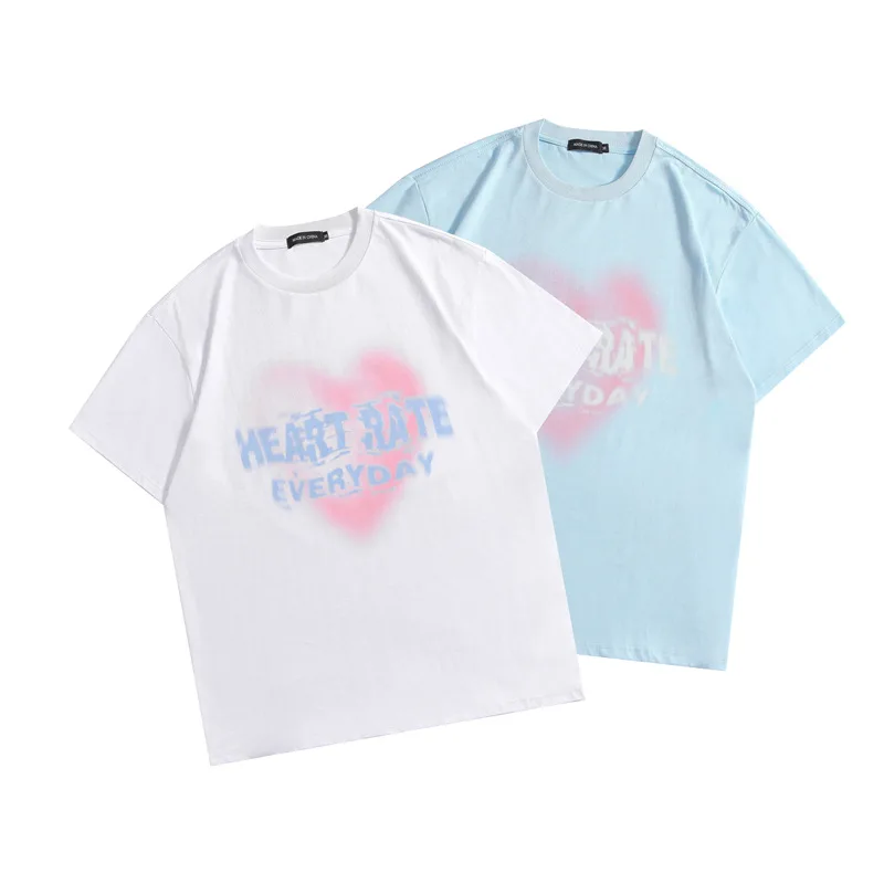 Gradient Love Simple Fashionable Summer Short-sleeved Round Neck Loose Couple Wear 2022 Spring Summer New Short Sleeve Tops Tees
Gradient Love Simple Fashionable Summer Short-sleeved Round Neck Loose Couple Wear 2022 Spring Summer New Short Sleeve Tops Tees