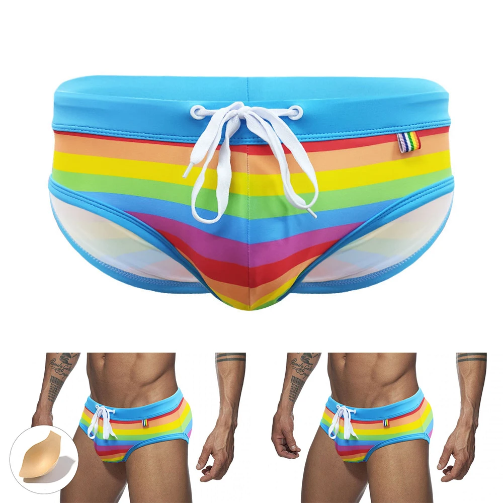 Mens Surf Beach Sexy Big Pouch Cup Bikini Rainbow Briefs Swimwear Swim Trunks Swimsuit Thong Surf Swimming Pants Fashion
Mens Surf Beach Sexy Big Pouch Cup Bikini Rainbow Briefs Swimwear Swim Trunks Swimsuit Thong Surf Swimming Pants Fashion