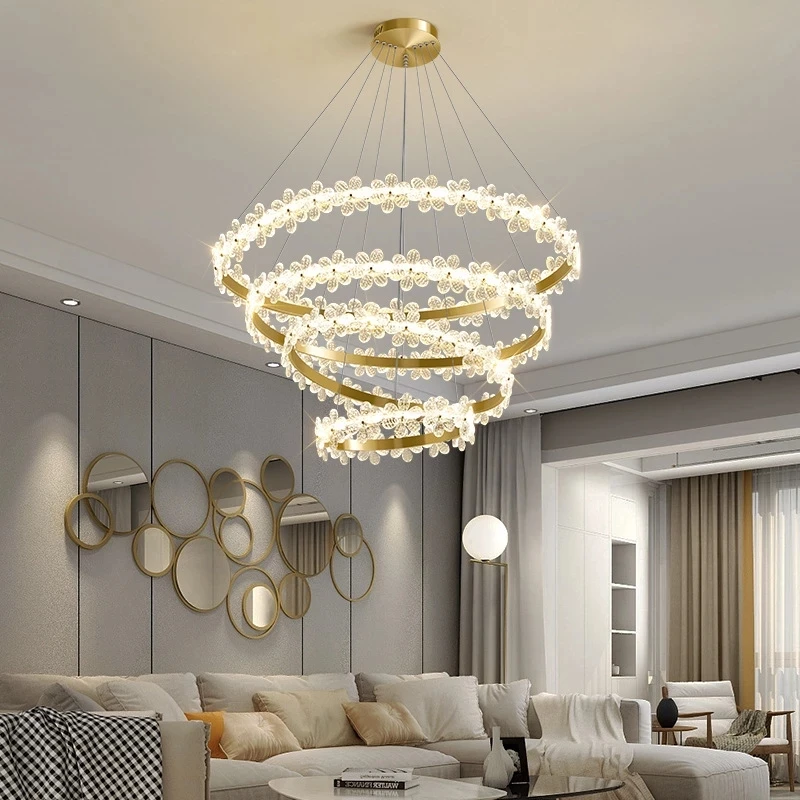 Luxury K9 Crystal Chandelier Lighting Flower Ring Circle LED Dining Bedroom Indoor Pendant Lamp Home Decor Hanging Light Fixture
Luxury K9 Crystal Chandelier Lighting Flower Ring Circle LED Dining Bedroom Indoor Pendant Lamp Home Decor Hanging Light Fixture