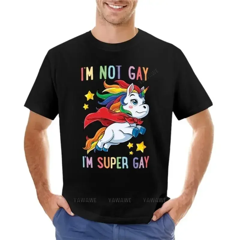 Модная Тяжелая винтажная рубашка с надписью Im not геев Super Единорог ЛГБТ гордость