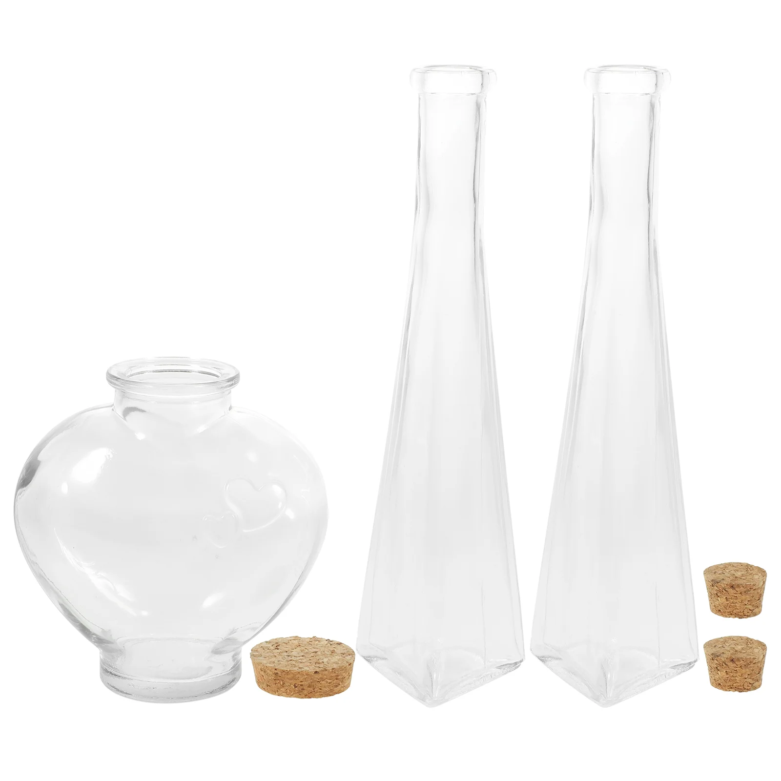 3pcs DIY Small Glass Bottles Multi-function Heart Prismatic Shape Bottles Delicate Wedding Sand Ceremony Bottles
3pcs DIY Small Glass Bottles Multi-function Heart Prismatic Shape Bottles Delicate Wedding Sand Ceremony Bottles