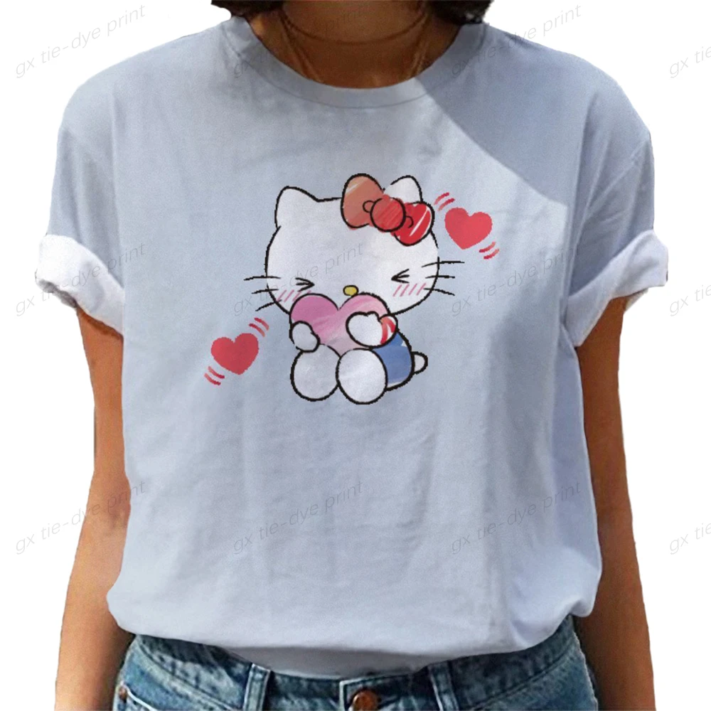 Футболка женская с принтом Hello Kitty, модная одежда с мультяшным принтом 90-х, с коротким рукавом, футболка с графическим принтом, Y2K, весна-лето
Футболка женская с принтом Hello Kitty, модная одежда с мультяшным принтом 90-х, с коротким рукавом, футболка с графическим принтом, Y2K, весна-лето