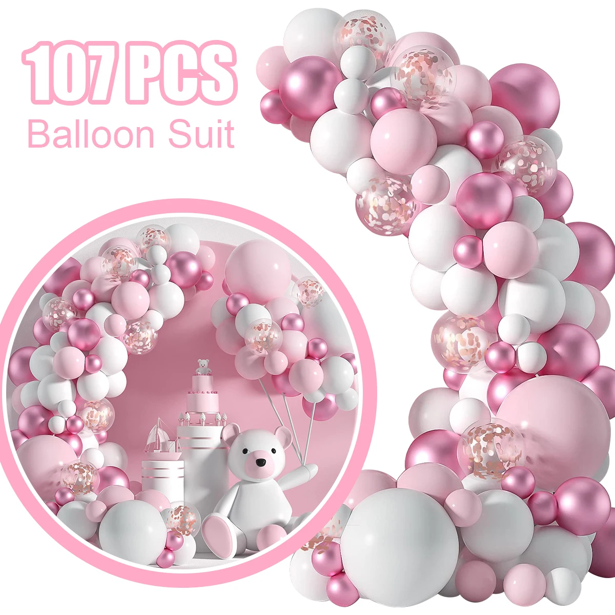 L 107Pcs Pink White Balloon Kit Metal Pink Balloon Latex Macaron Pink Balloon White Balloon Garland Durable Reusable Light Pink
L 107Pcs Pink White Balloon Kit Metal Pink Balloon Latex Macaron Pink Balloon White Balloon Garland Durable Reusable Light Pink