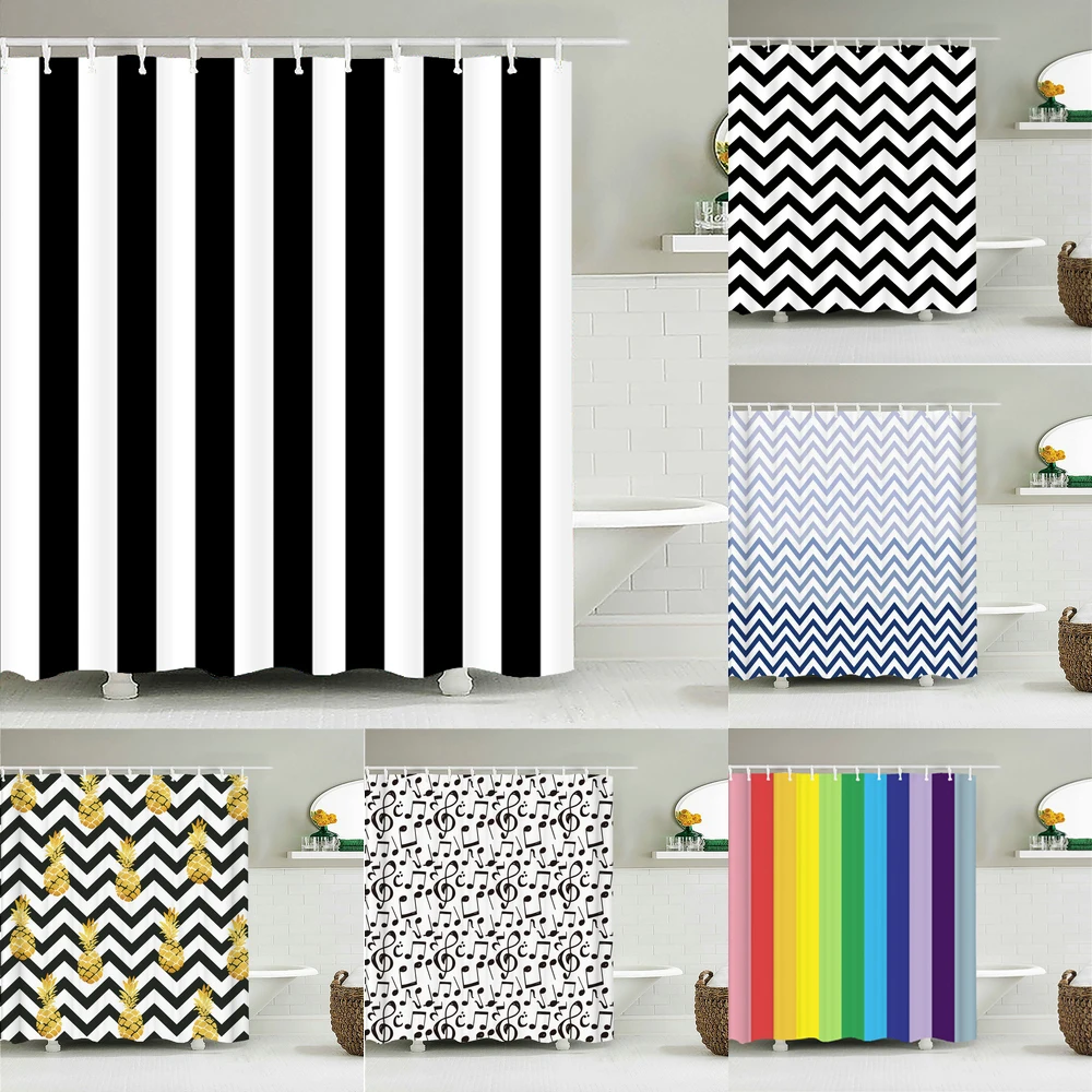 Black and White Striped Shower Curtain with Hooks Waterproof Polyester Fabric Geometric Pattern Home Decor Bathroom Curtain Baño
Black and White Striped Shower Curtain with Hooks Waterproof Polyester Fabric Geometric Pattern Home Decor Bathroom Curtain Baño