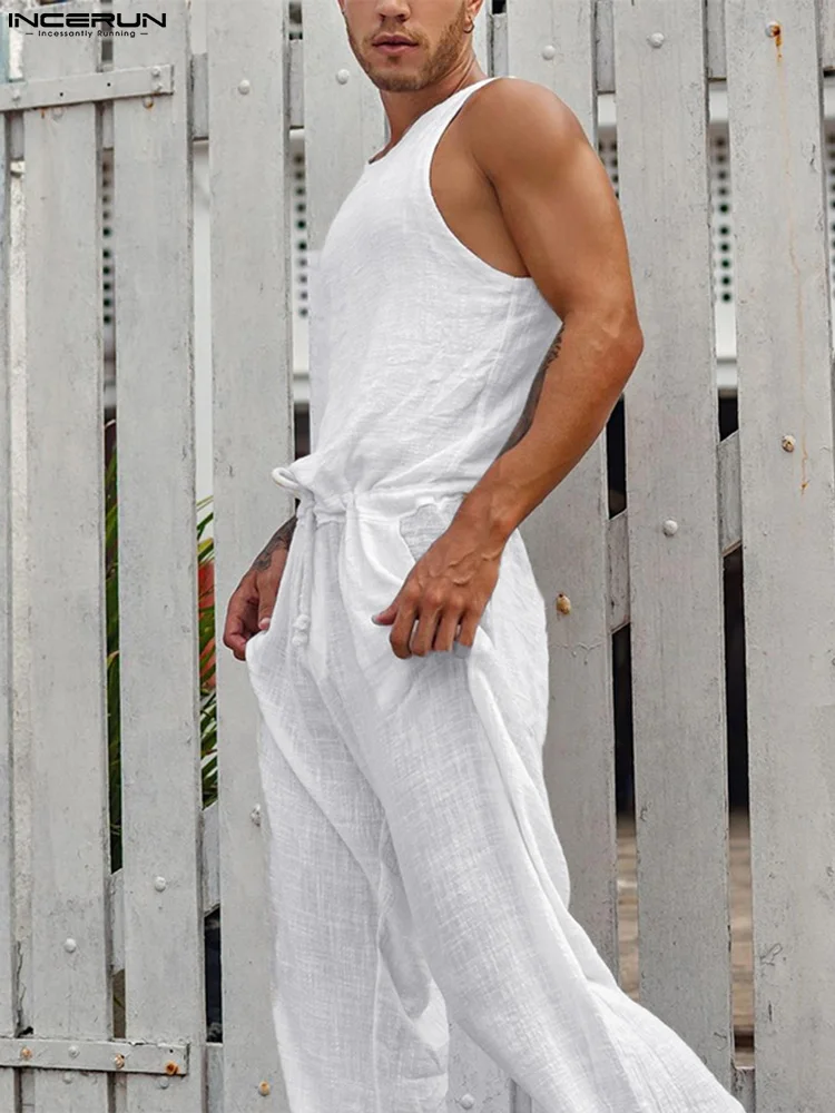 2022 Men Jumpsuits Solid Color O-neck Sleeveless Drawstring Casual Rompers Men Breathable Streetwear Cozy Overalls S-5XL INCERUN
2022 Men Jumpsuits Solid Color O-neck Sleeveless Drawstring Casual Rompers Men Breathable Streetwear Cozy Overalls S-5XL INCERUN