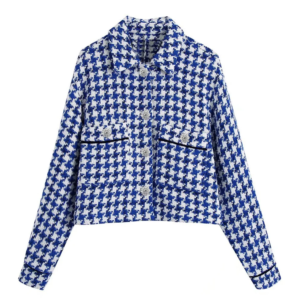 Women Fashion with Rhinestone Button Tweed Jacket Coat Vintage Long Sleeve Patch Pocket Female Outerwear Chic Overshirt Clothes
Women Fashion with Rhinestone Button Tweed Jacket Coat Vintage Long Sleeve Patch Pocket Female Outerwear Chic Overshirt Clothes