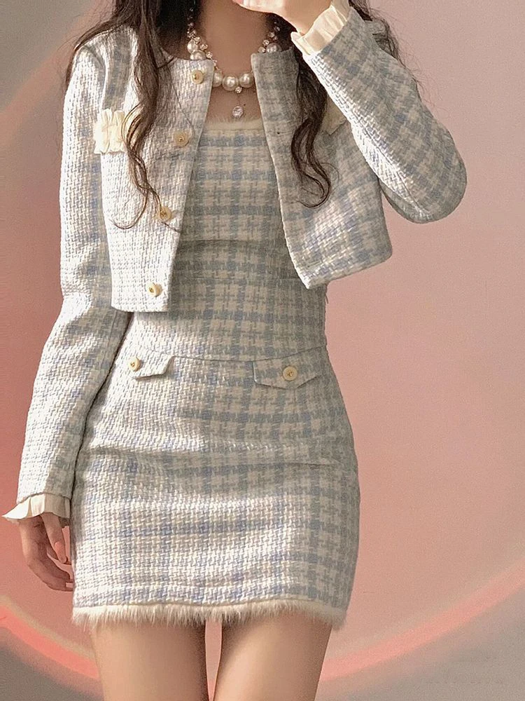 French Elegant Fashion Small Fragrance Two Piece Set Korean Sweet Mini Dress Party Vestidos Women Blazer Coat Long Sleeve Jacket
French Elegant Fashion Small Fragrance Two Piece Set Korean Sweet Mini Dress Party Vestidos Women Blazer Coat Long Sleeve Jacket