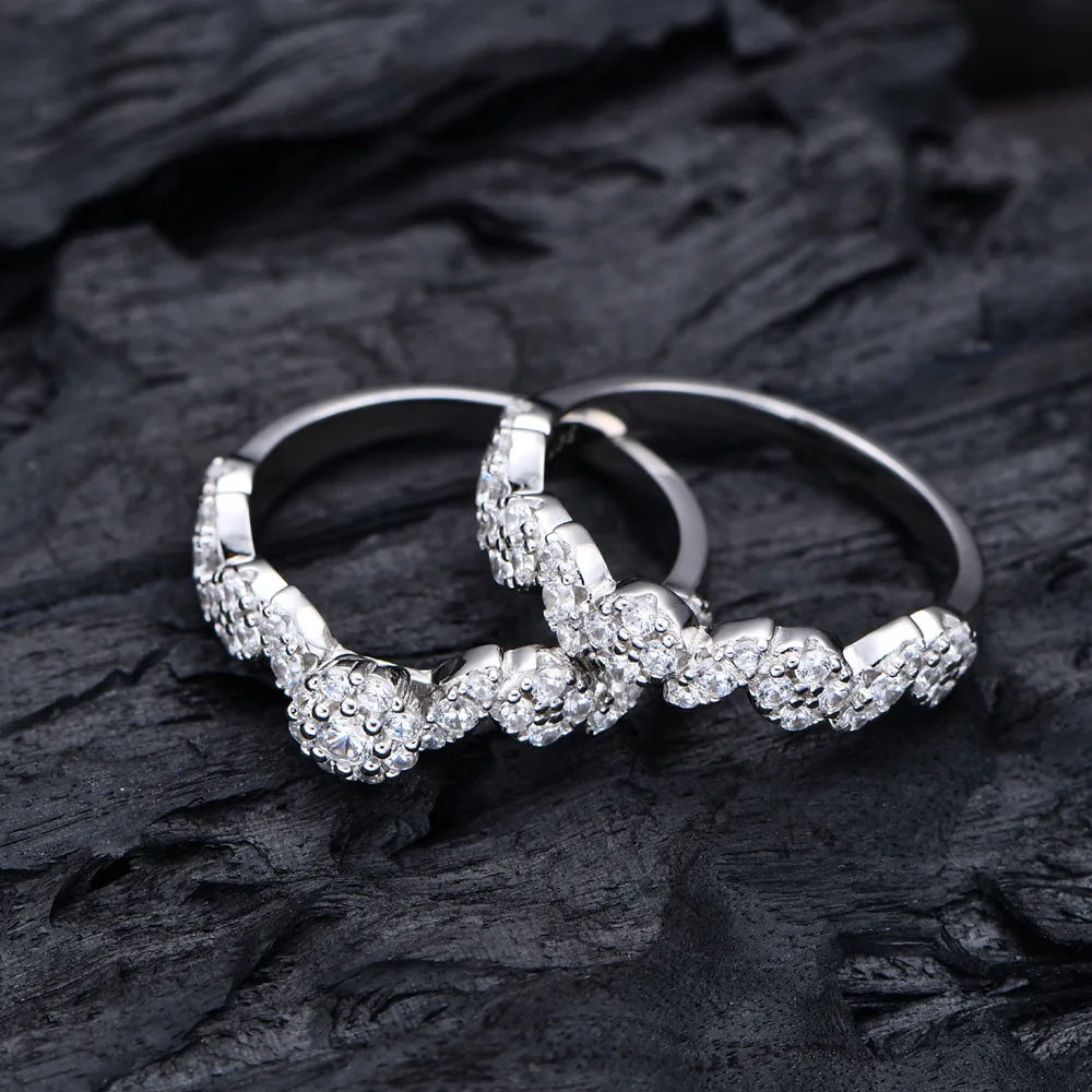 

Серебряные двойные кольца с микро-инкрустацией, Европейская и американская мода, популярный двойной стиль s925, женское серебряное кольцо, комплект из двух предметов