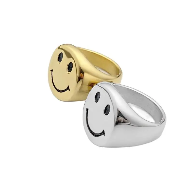 316L Stainless Steel Gold Plated Smiley Face Ring Men And Women Fashion Trendy Simple Ins Titanium Steel Signet Ring
316L Stainless Steel Gold Plated Smiley Face Ring Men And Women Fashion Trendy Simple Ins Titanium Steel Signet Ring