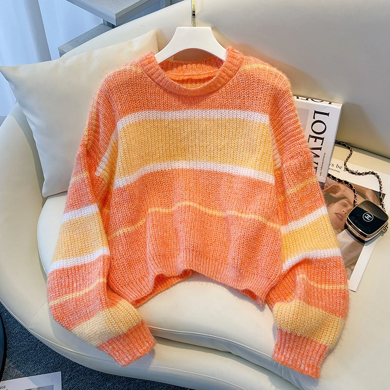 Vintage Loose Women's Sweater Patchwork Korean Jumpers Autumn/Winter Clothing Long Sleeve O-Neck Knitwear Women Pullovers
Vintage Loose Women's Sweater Patchwork Korean Jumpers Autumn/Winter Clothing Long Sleeve O-Neck Knitwear Women Pullovers